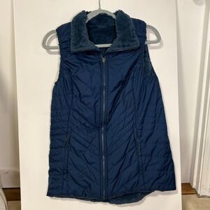 The North Face Reversible Quilted Fleece Vest Navy Blue Womens S P